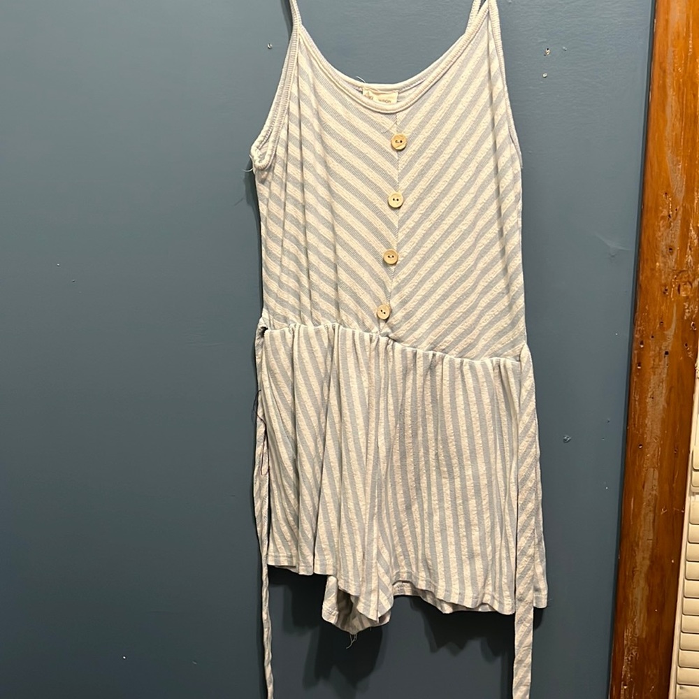 Light blue striped romper MEDIUM